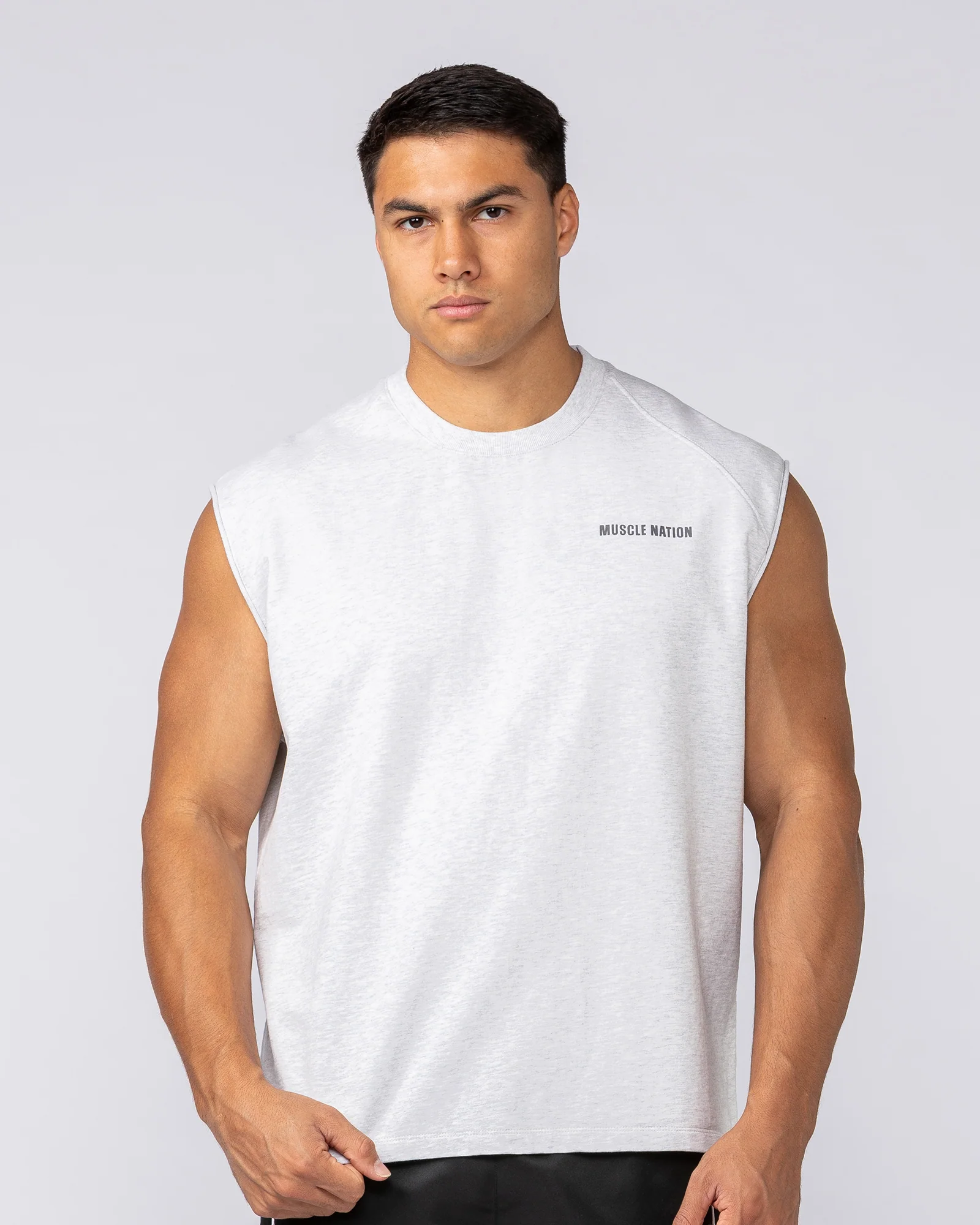 Essential Boxy Muscle Tank - Snow Grey Marl - Image 2
