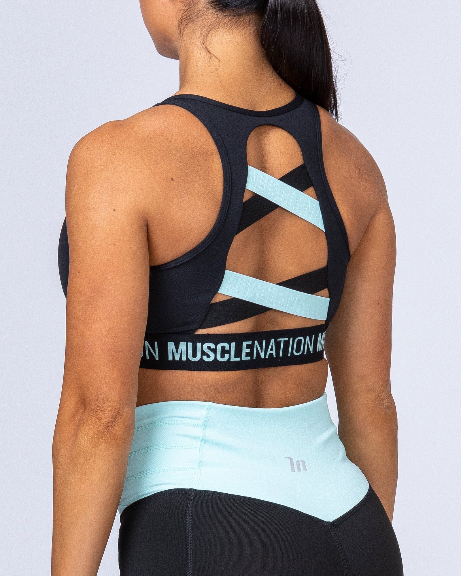 Knockout Bra - Black with Sky Blue - Image 3