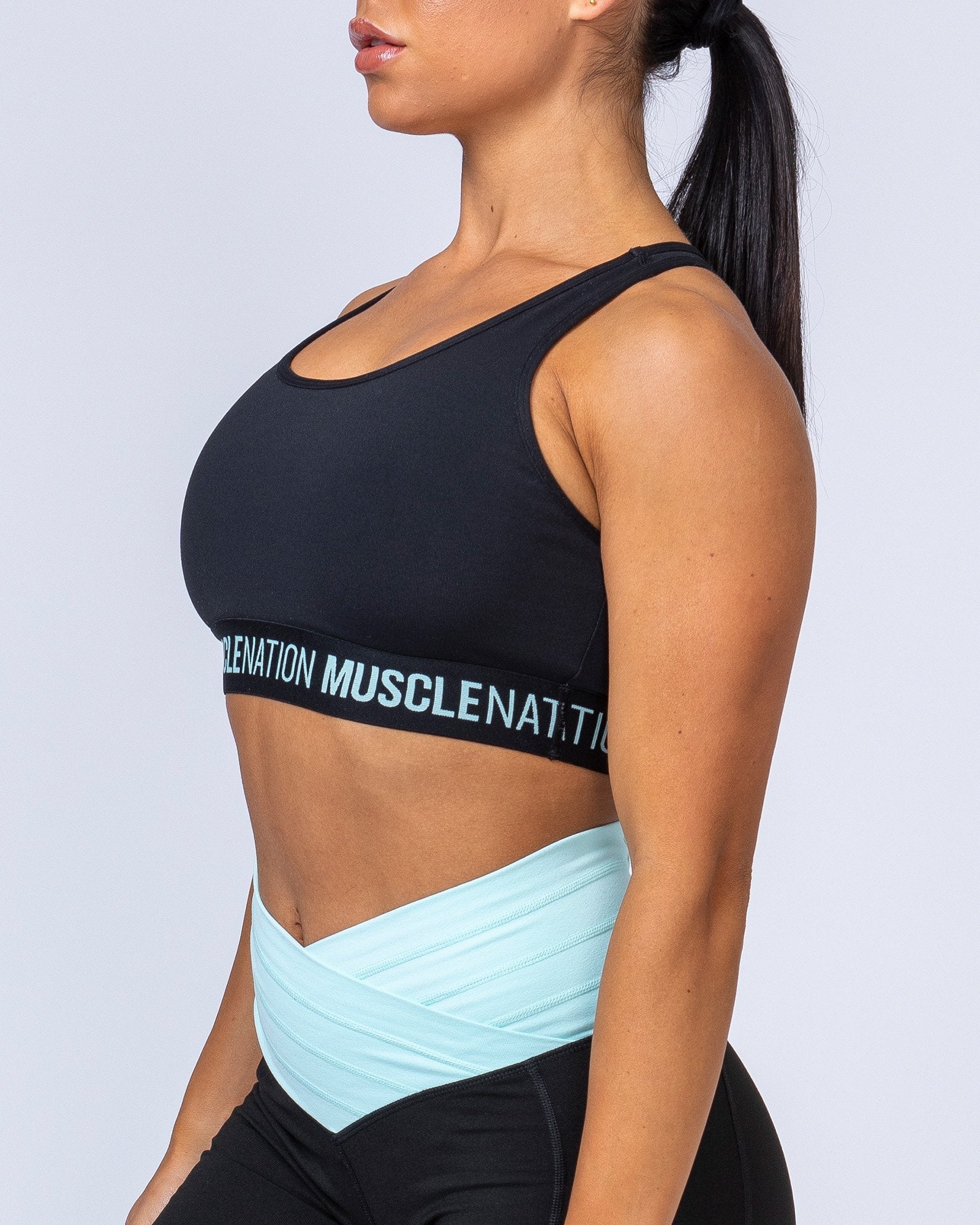 Knockout Bra - Black with Sky Blue - Image 5
