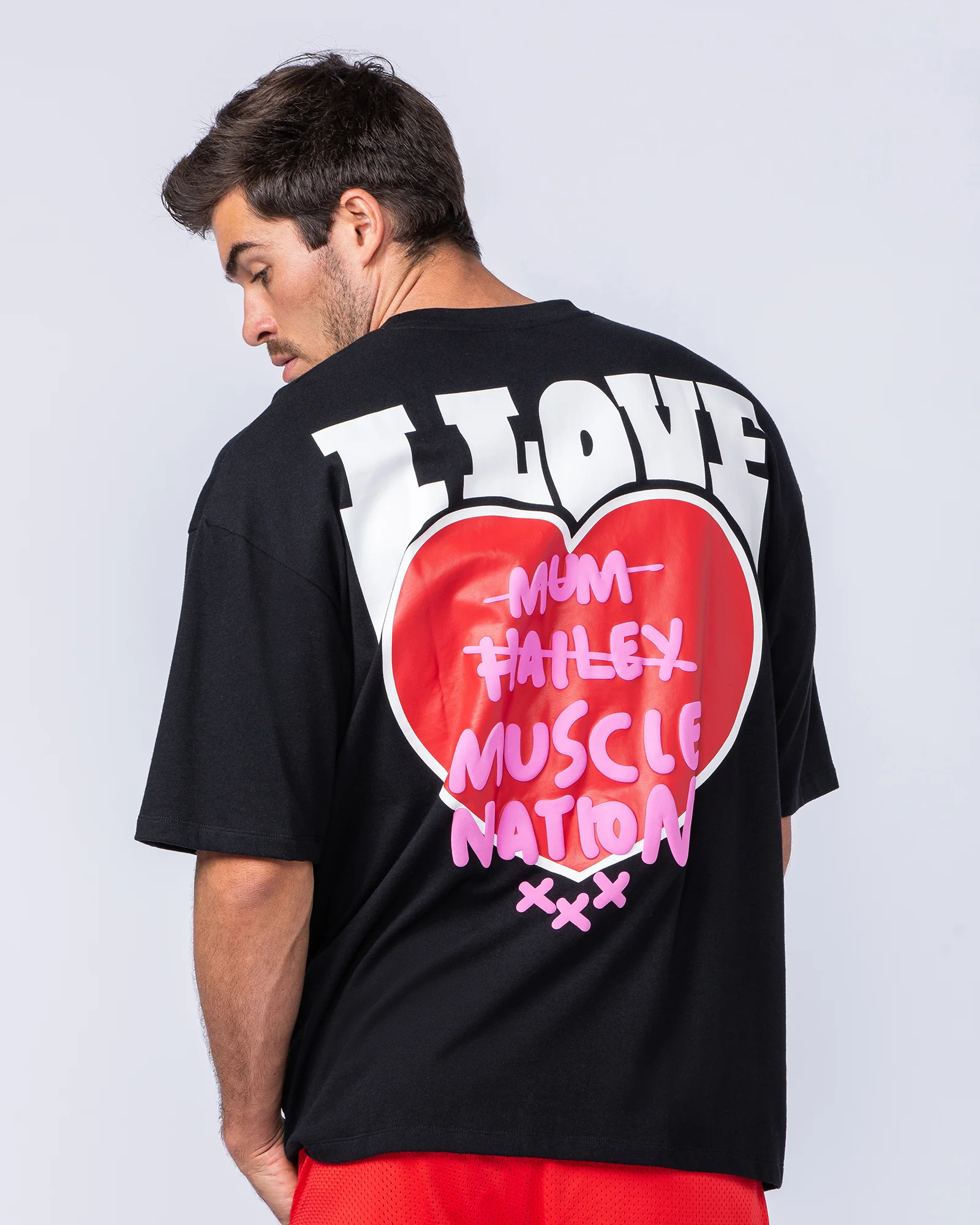 Mens Biggest Fan Oversized Tee - Black - Image 4