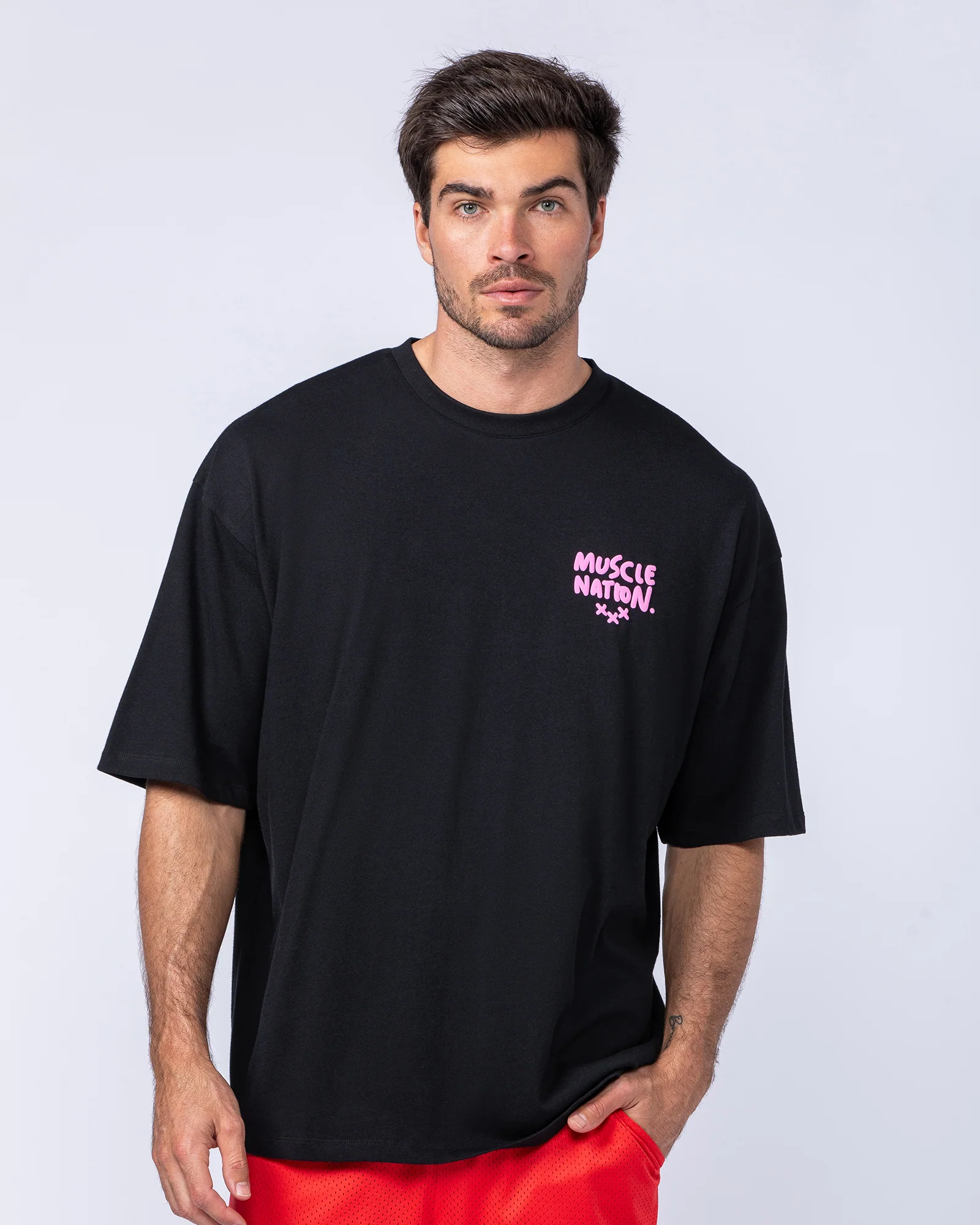 Mens Biggest Fan Oversized Tee - Black - Image 5