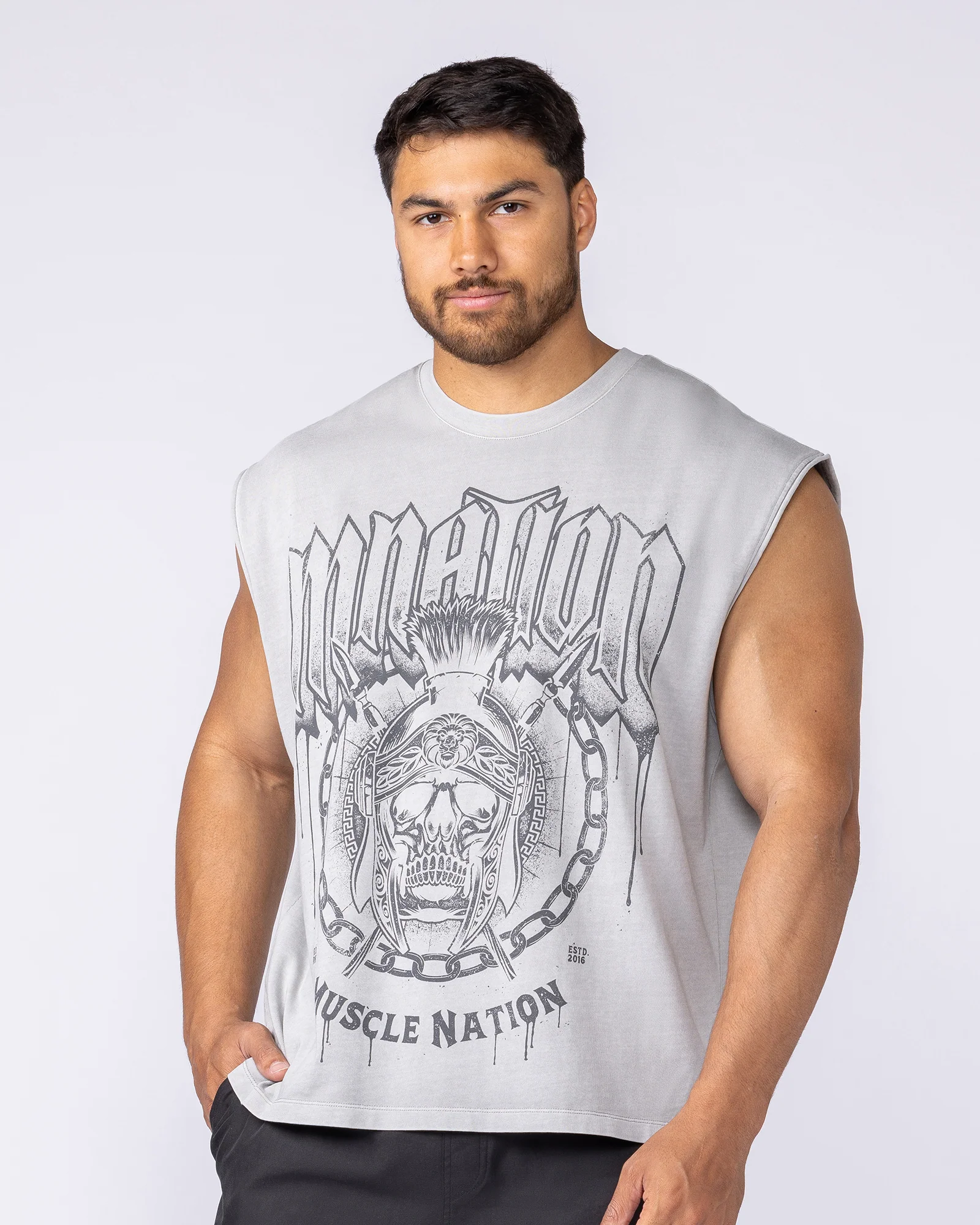 Spartan Vintage Boxy Muscle Tank - Washed Quiet Grey