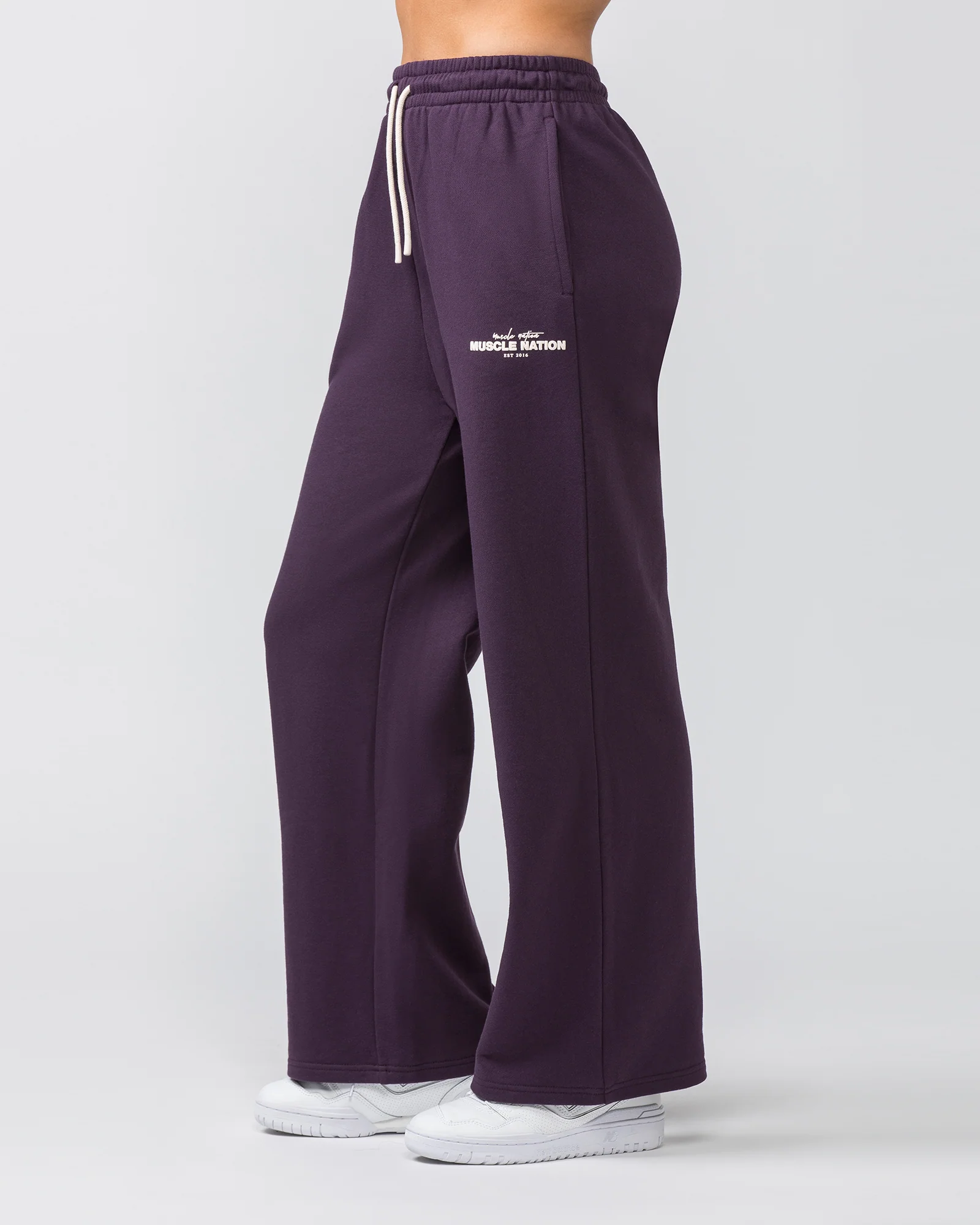 Timeless Wide Leg Trackies - Midnight Plum - Image 3