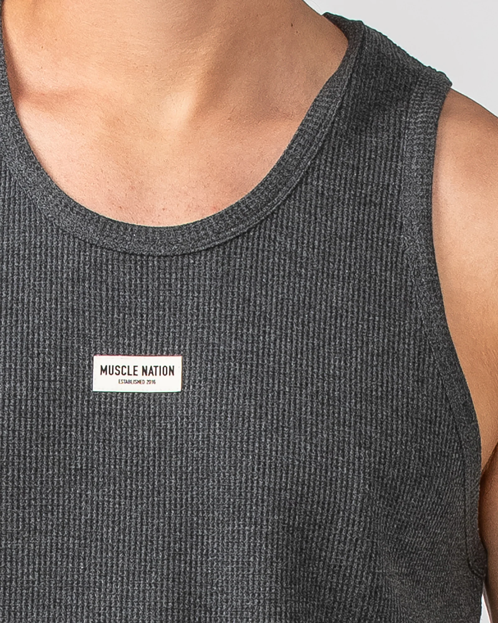 Waffle Tank - Charcoal Marl - Image 2