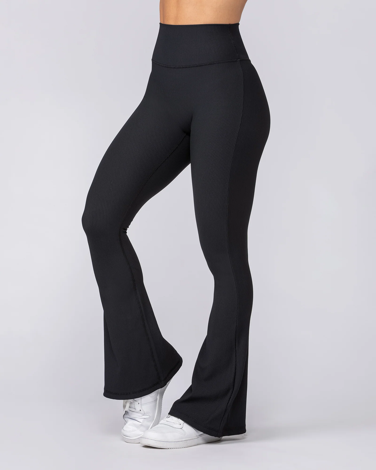 Zero Rise Rib Flare Leggings - Black - Image 3